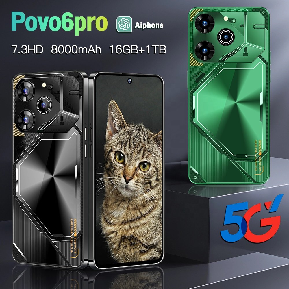 2024 Original Tecono Pova 6 pro Android 7.3 Inch Gaming Phone Styles Support 5G Smartphone mobile AI in stock